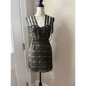 Double In Brass Women's Strappy Sleeveless Open Back Mini Dress Black Olive XS